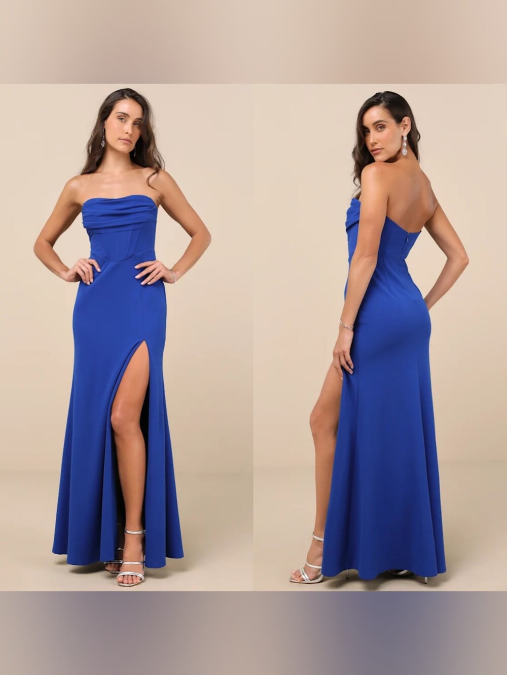 Lulus Spellbinding Allure Blue Bustier Strapless Mermaid Maxi Dress XS Wedding